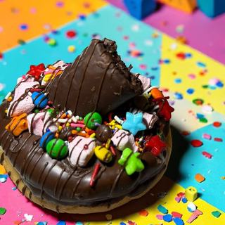 Dona de chocolate decorada con grageas, donas decoradas en Monterrey